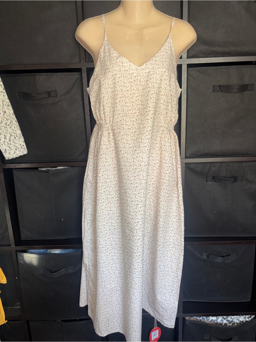 Luxury Domi 100% organic cotton floral simple slip midi dress medium read